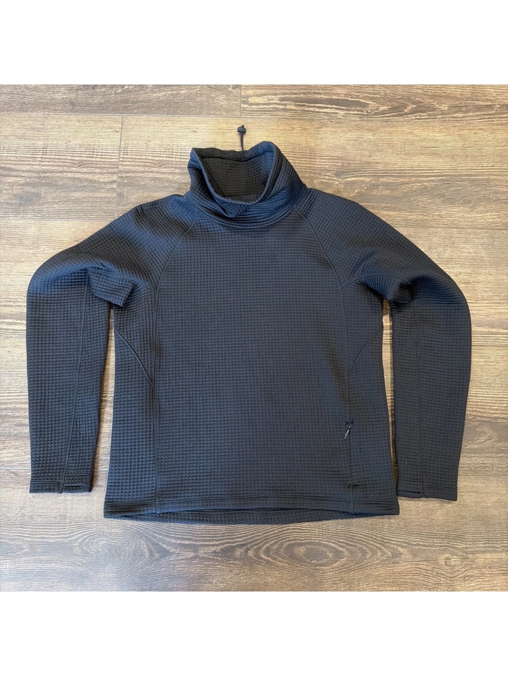 Lululemon Waffle-Knit-Funnel-Neck Long-Sleeve Running Shirt Light Black Size 4